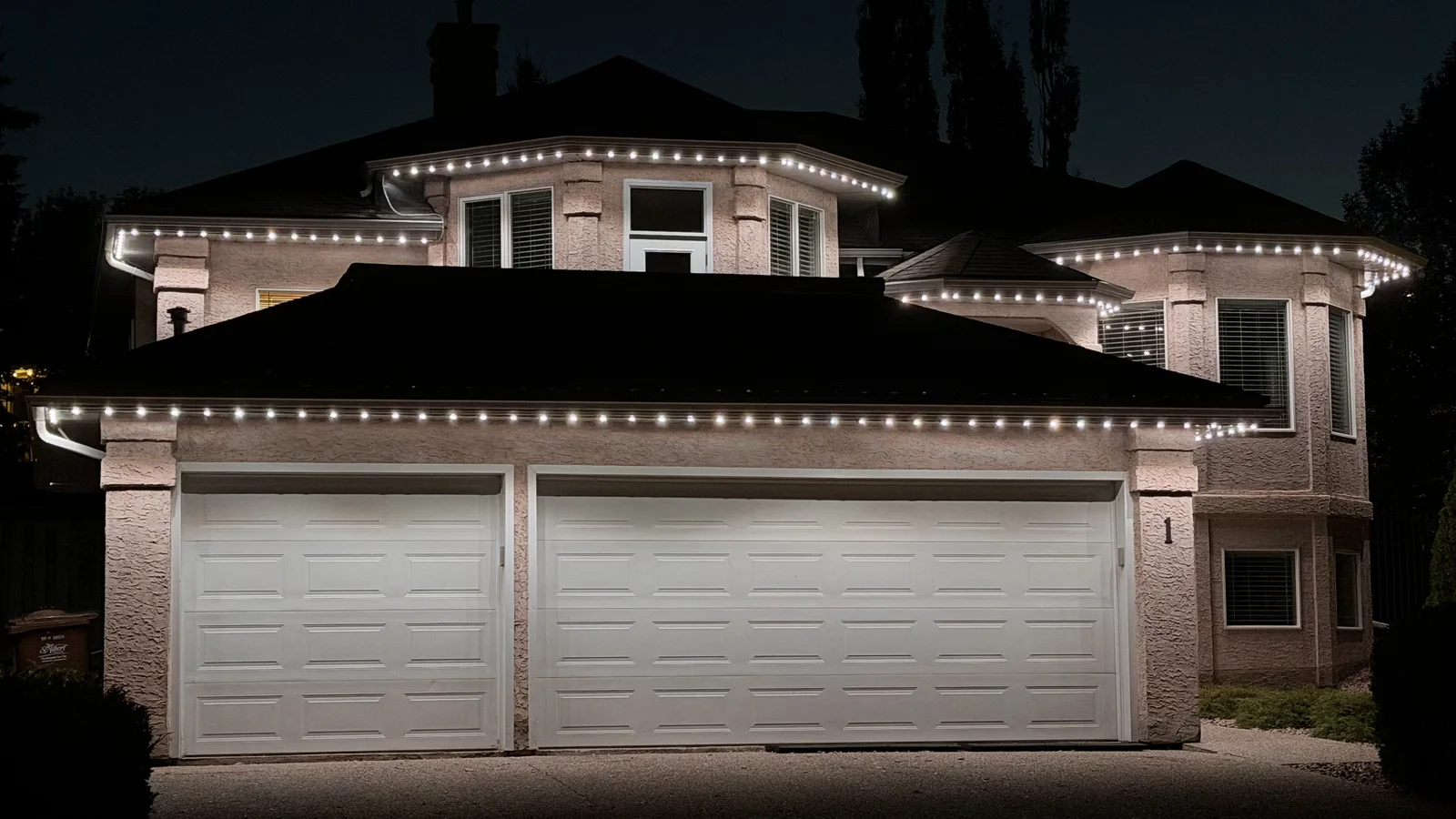 The same home lit in warm white for everyday use